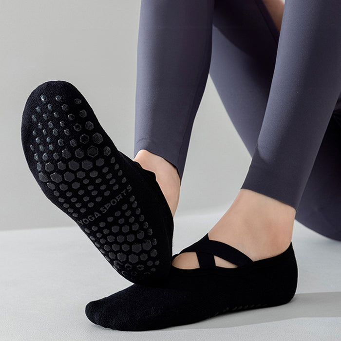 Calcetín Deportivo Yoga Antideslizante invisible Negro