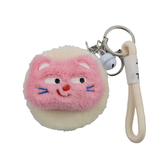 Espejo de Cartera Peludo Gato Rosado Blanco