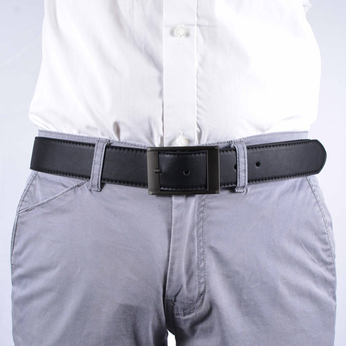 Cinturón Hombre Negro Hebilla Rectangular