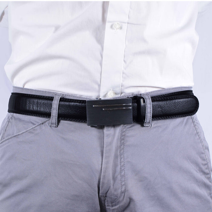 Cinturón Hombre automático Negro Hebilla Doble Linea