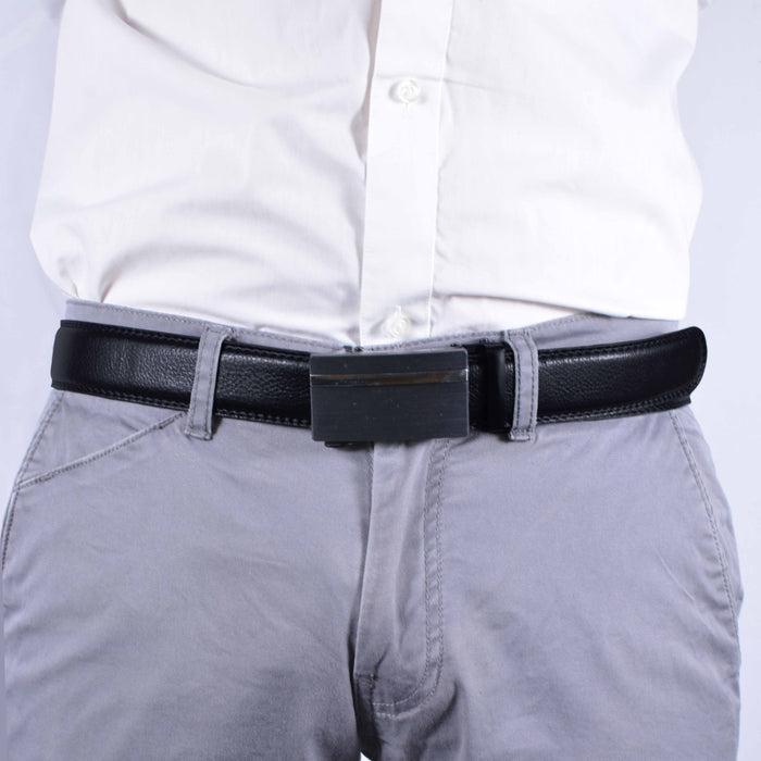 Cinturón Hombre automático Negro Hebilla Linea Gruesa