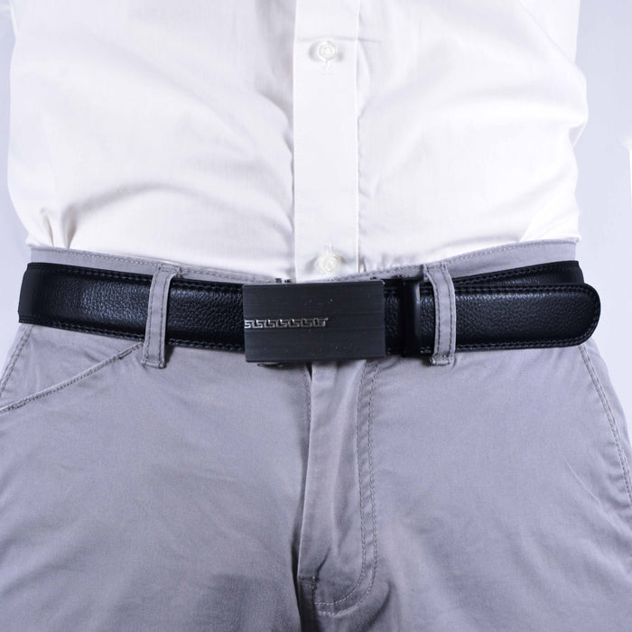 Cinturón Hombre automático Negro Hebilla con Linea Gruesa