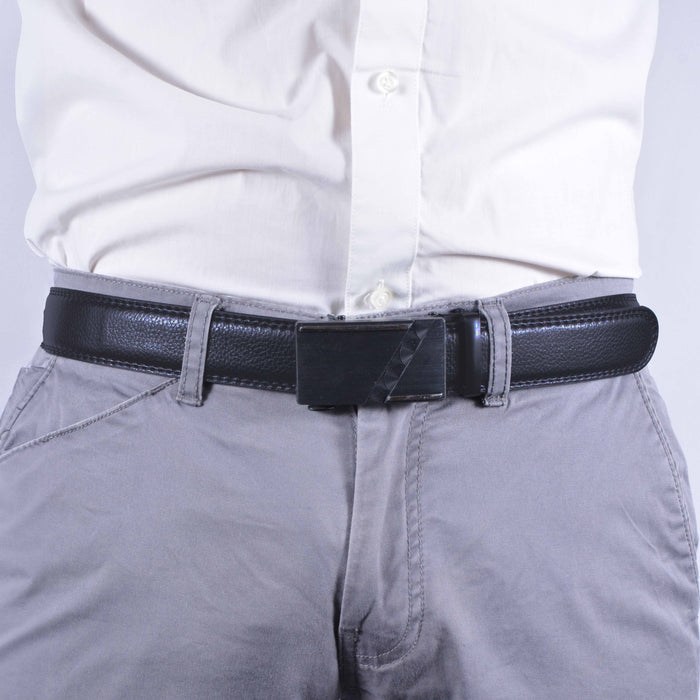 Cinturón Hombre automático Negro Hebilla Linea Lateral