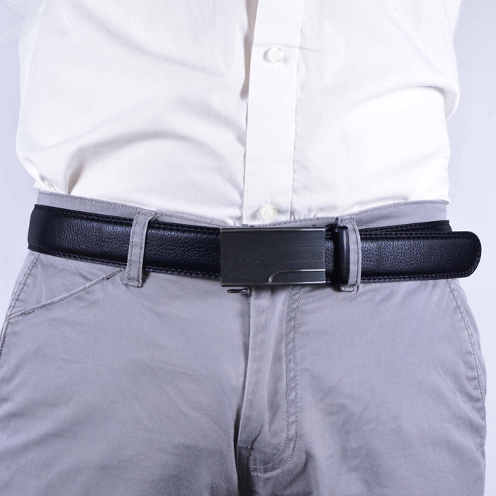 Cinturón Hombre automático Negro Hebilla Diseño Curva Esquina