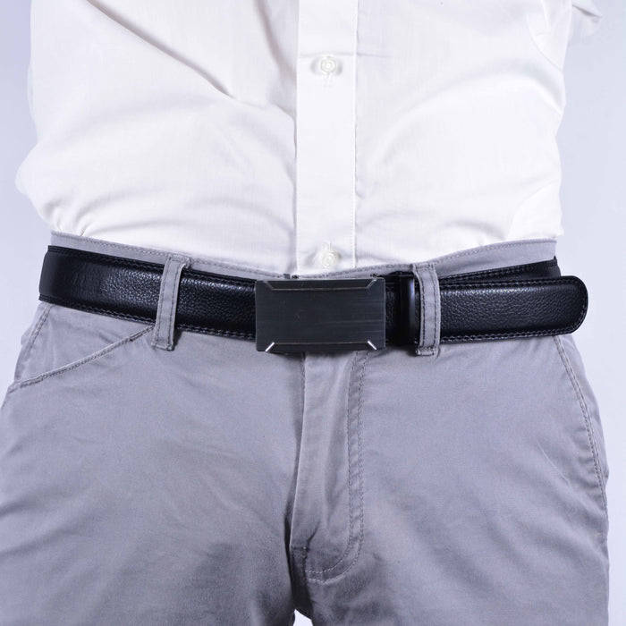 Cinturón Hombre automático Negro Hebilla Doble Linea