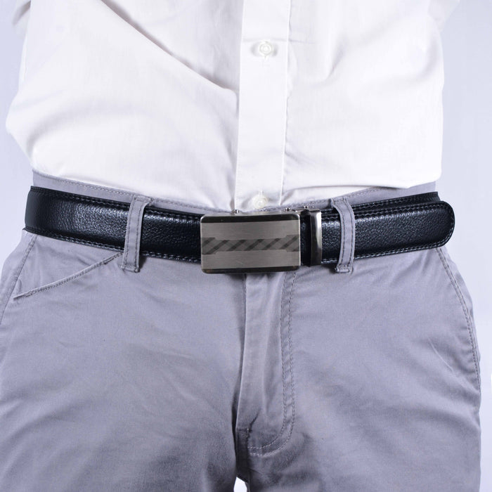 Cinturón Hombre automático Negro Hebilla Plateada Linea