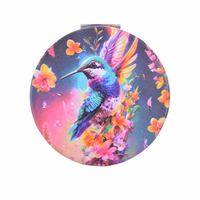 Espejo de Cartera Colibrí Azul y Morado