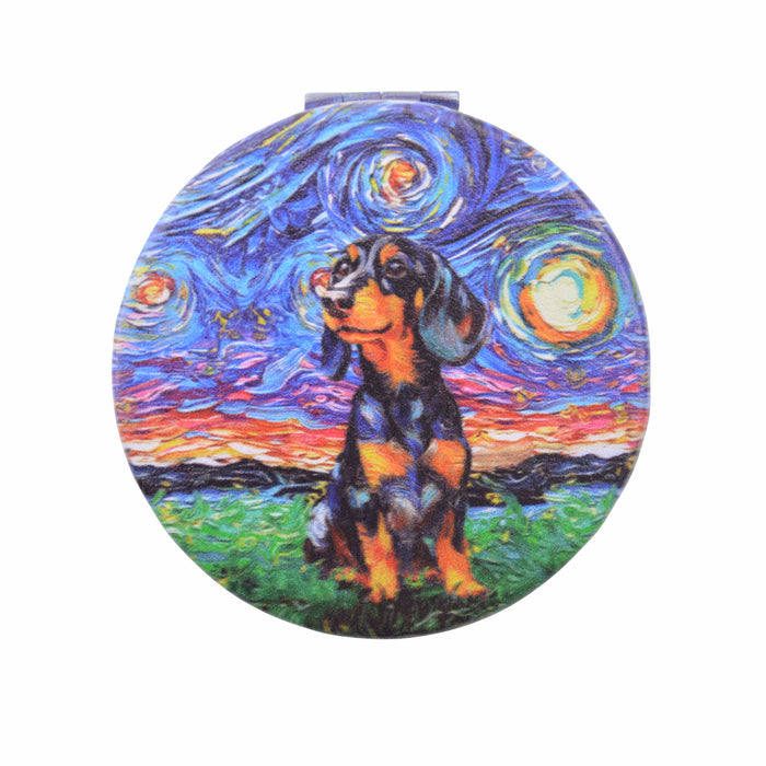 Espejo de Cartera Perro Salchicha Negro