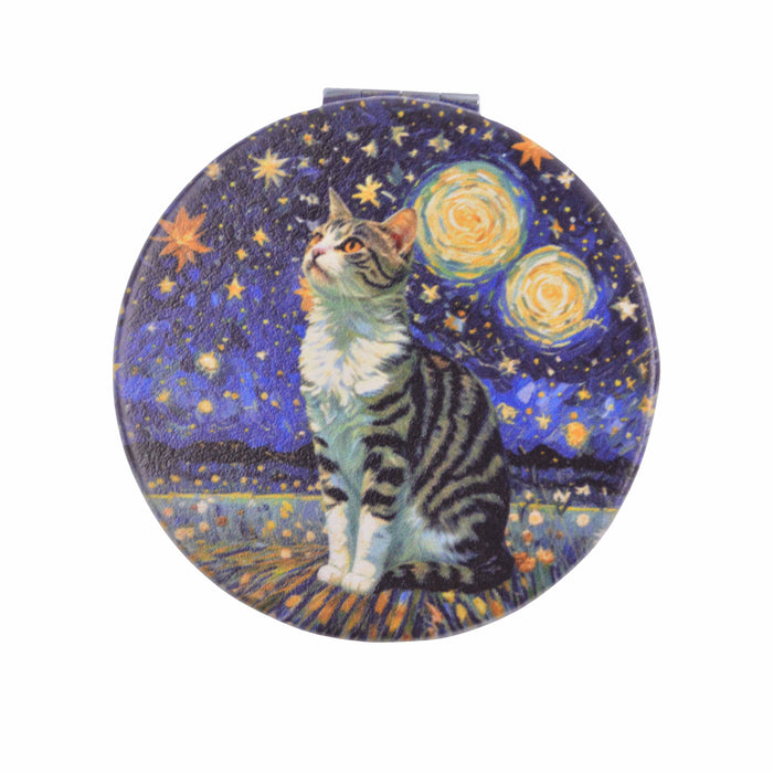 Espejo de Cartera Gato Romano Blanco Noche