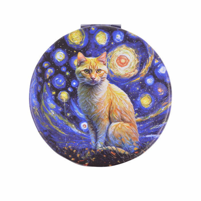 Espejo de Cartera Gato Amarillo Noche