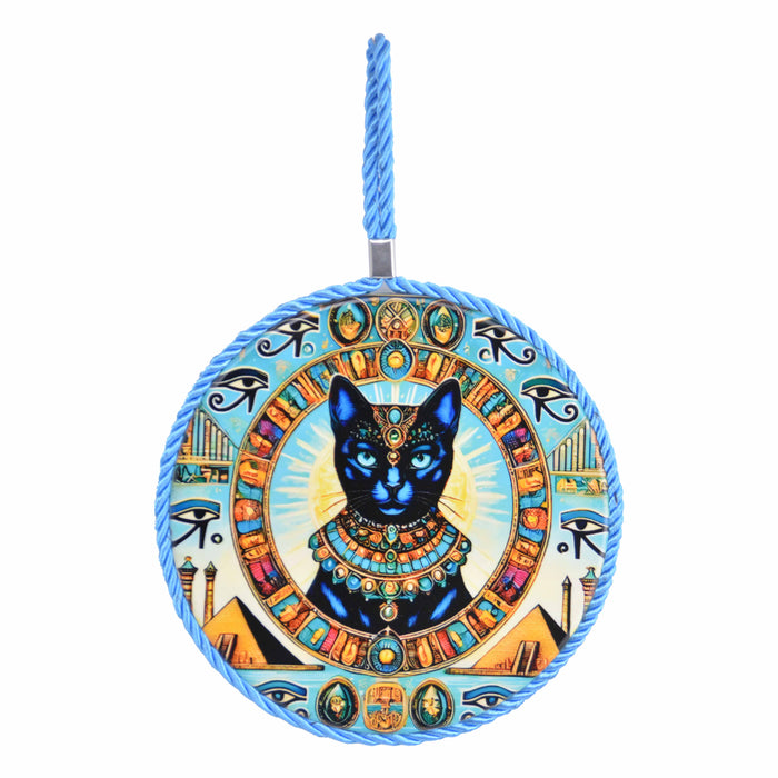 Posaollas Cara de Gato Negro Azul Claro