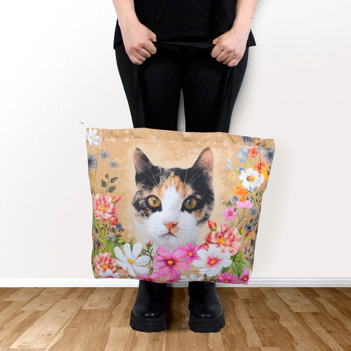 Bolsos flores rectangular floral gato modelo blanco cafe