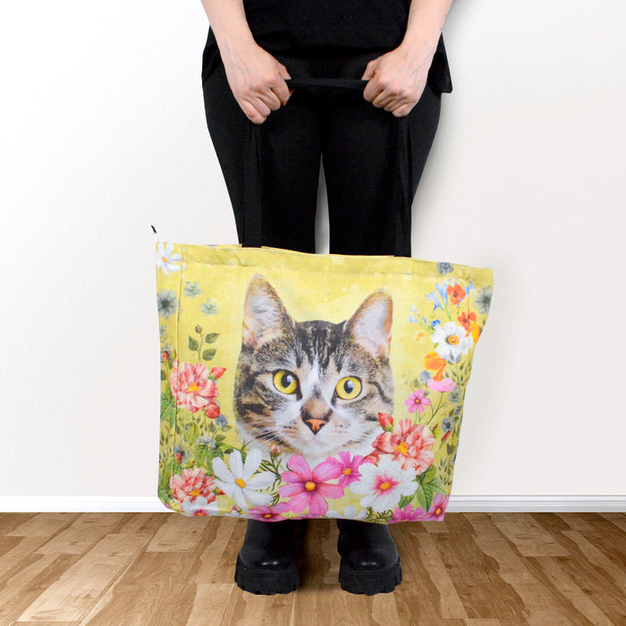 Bolsos flores rectangular floral gato modelo manchado