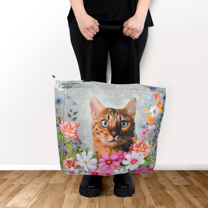 Bolsos flores rectangular floral gato modelo romano