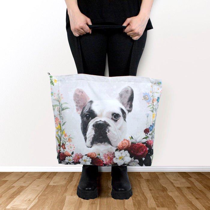 Bolsos flores rectangular floral perro modelo bulldog frances