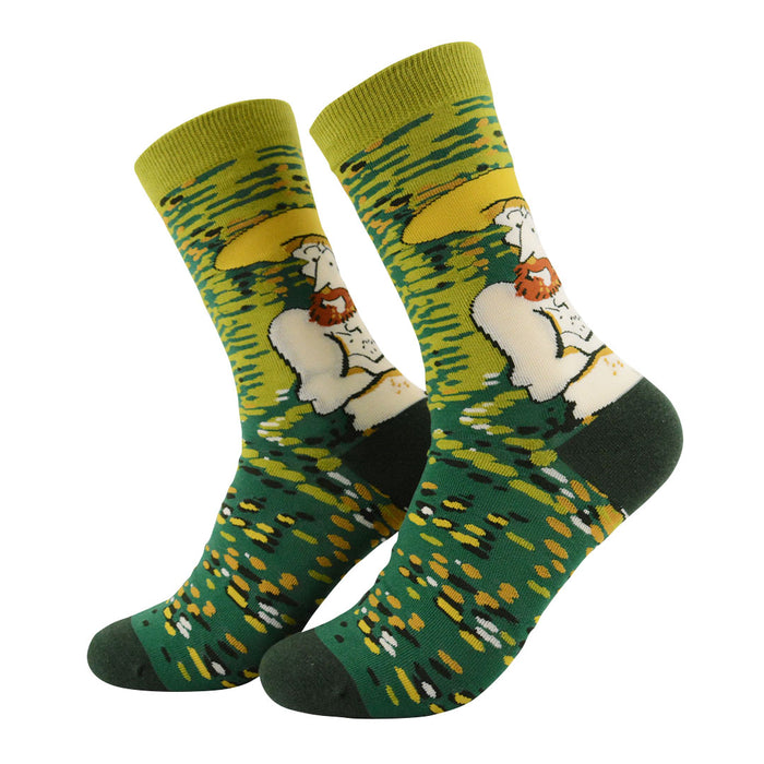 Calcetin van gogh verde artista arte 387-1