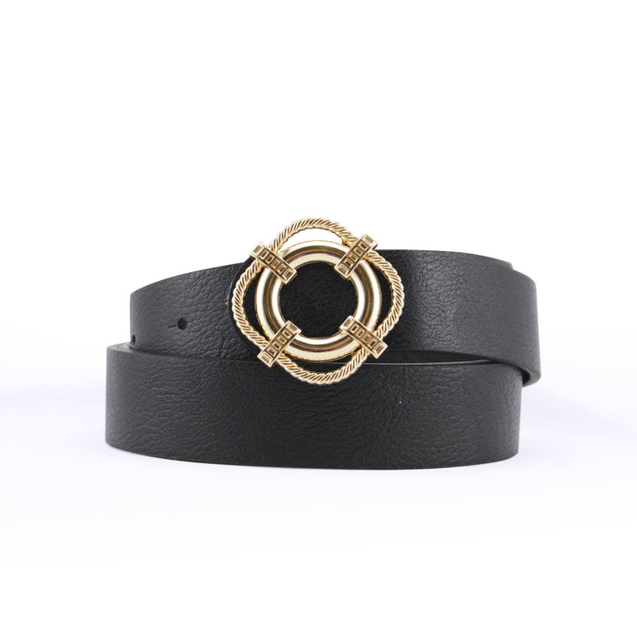 Cinturon Negro sintetico rombo cuerda Dorado 3470_1
