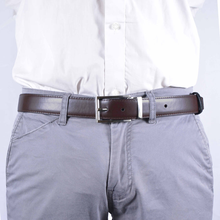 Cinturon sintetico negro hombre reversible 4060