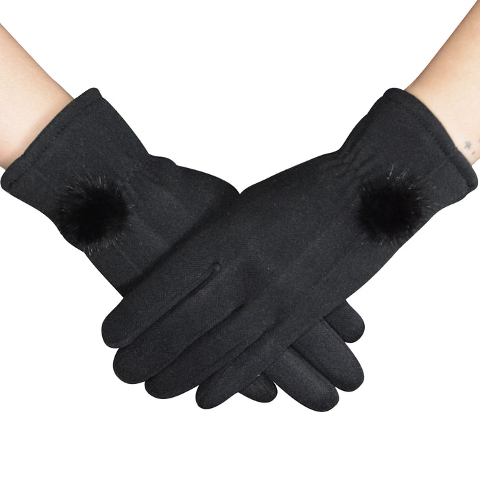 Guante negro pompon invierno touch