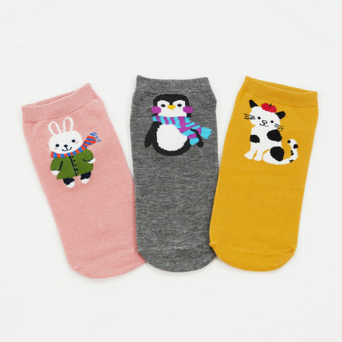 Pack 3 calcetines cortos gato conejo pinguino 1914
