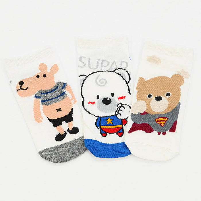 Pack 3 calcetines cortos osito animales uper heroes 1924