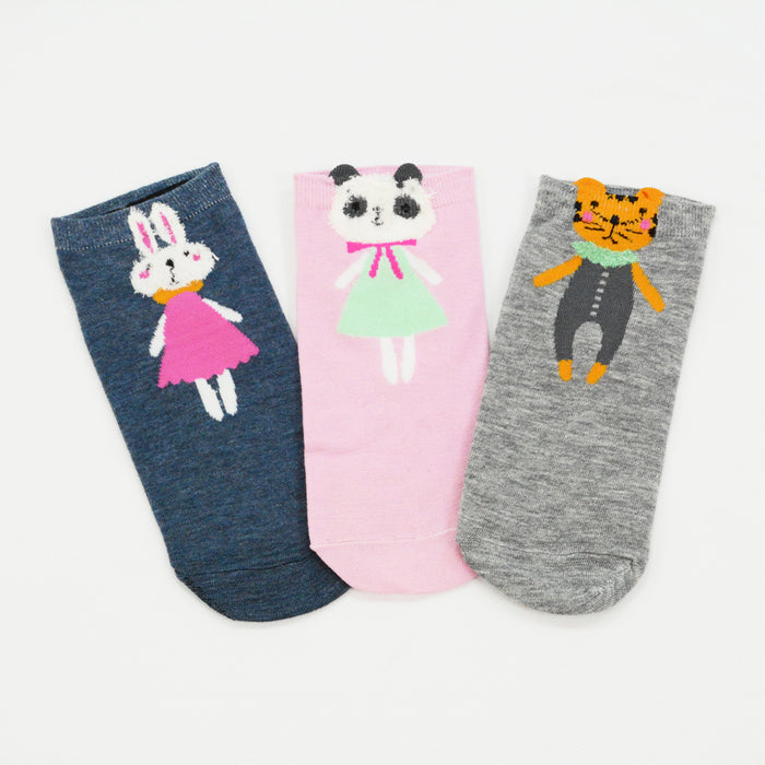 Pack 3 calcetines divertidos gato conejo oso panda 2025