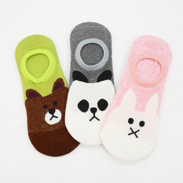 Pack 3 calcetines invisibles oso panda conejo