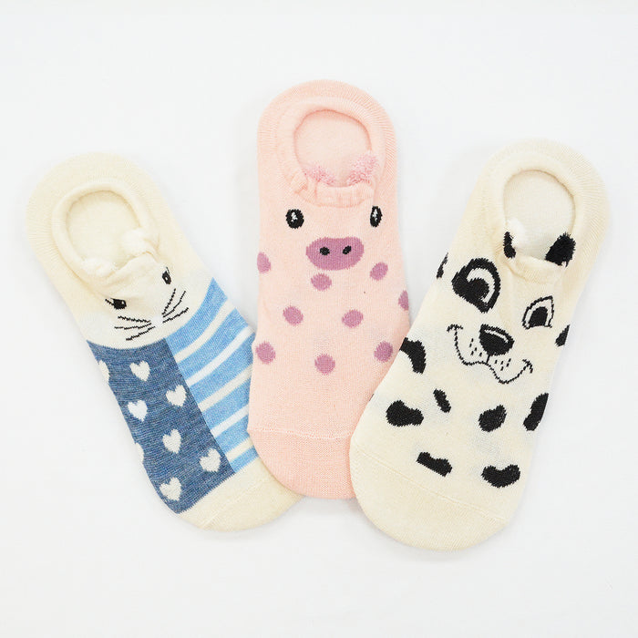Pack 3 calcetines invisibles perro dalmata conejo chancho cerdo 1884