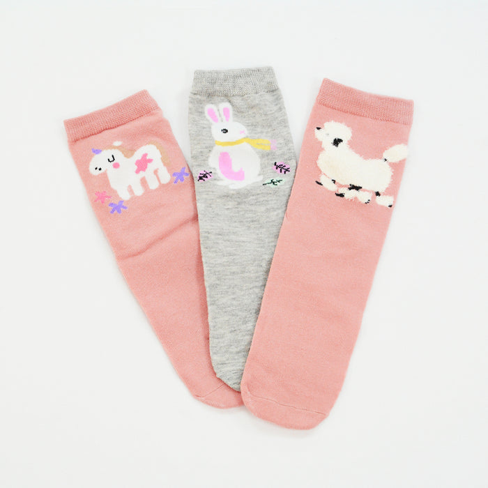 Pack 3 calcetines media pierna animales unicornio conejo perro 1854