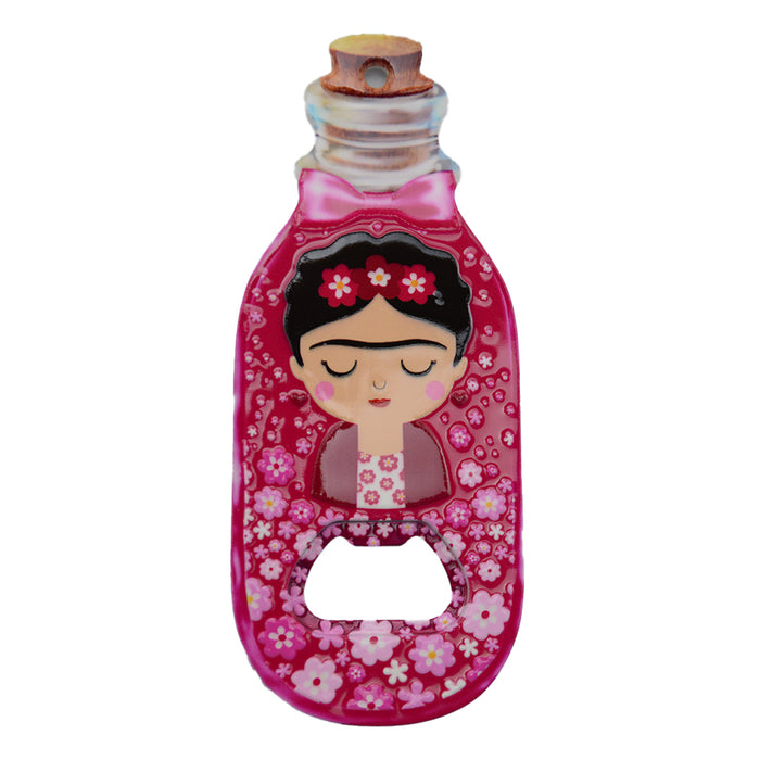Abrebotellas frida khalo florales imanes ceramica frambuesa rosado 3918-4