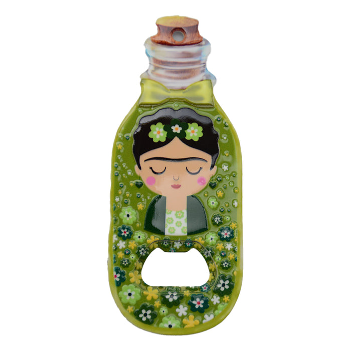 Abrebotellas frida khalo florales imanes ceramica kiwi verde 3918-3