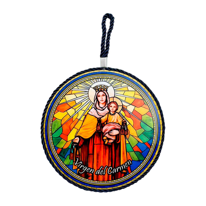 Cuadro retrato colgante ceramica corcho virgen del Carmen 4053-10