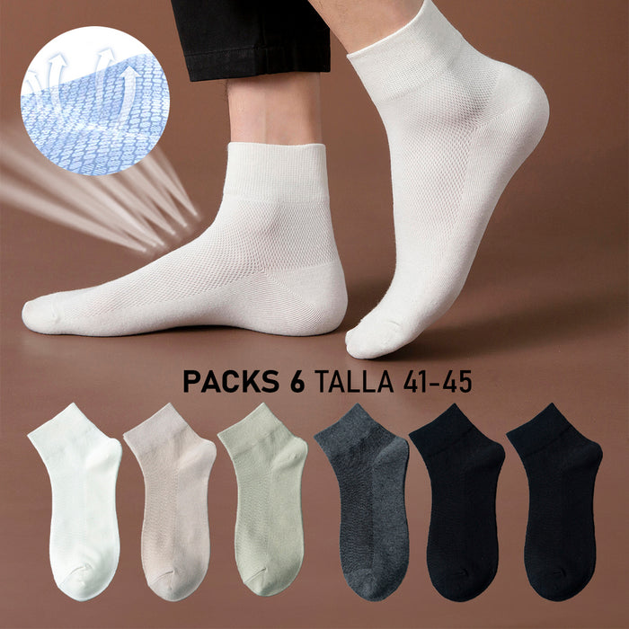Portada Pack 6 calcetines algodon media pierna malla delgada 3938