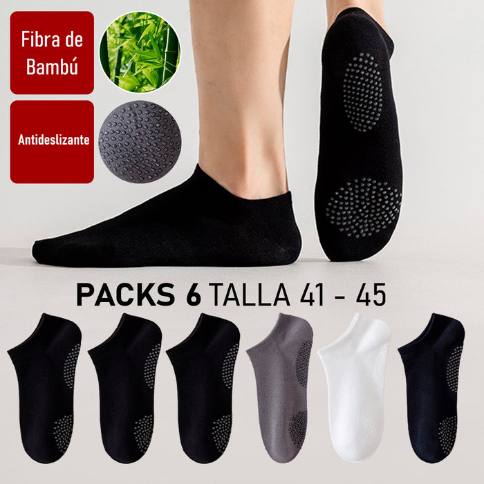 Pack 6 calcetines invisibles antideslizante hombre 4001 bambu