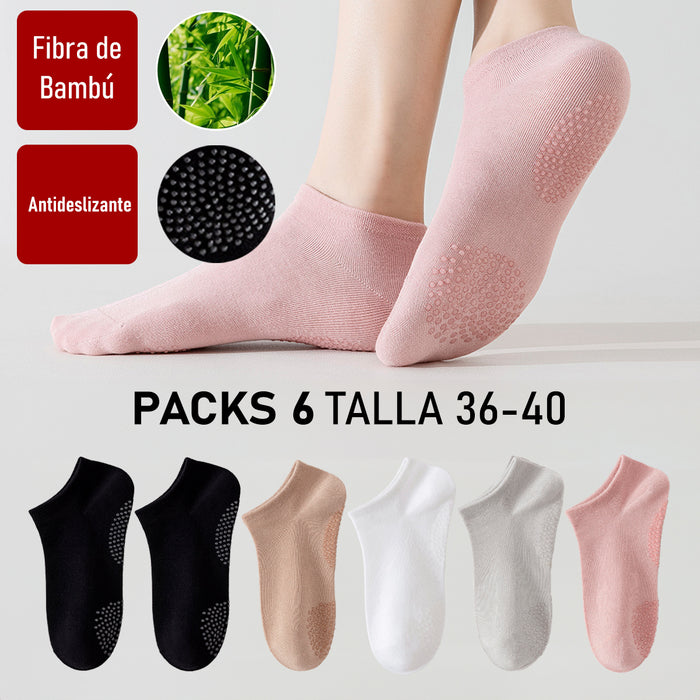Portada Pack 6 calcetines invisibles antideslizante mujer bambu 4002