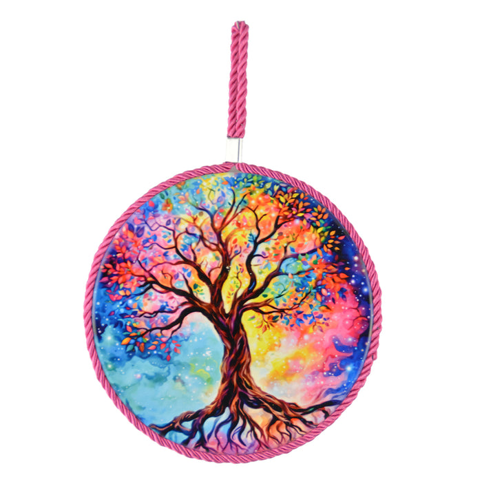 Posaolla colgante corcho ceramica arbol vida fucsia 3993-6