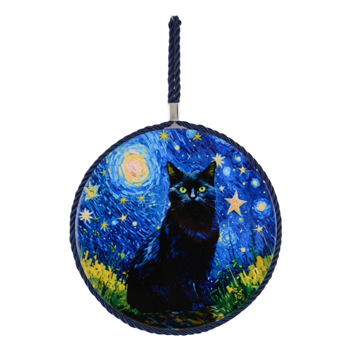Posaolla gato negro noche estrellada van gogh colgante corcho ceramica 3965-3