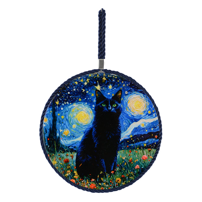 Posaolla gato negro noche estrellada van gogh colgante corcho ceramica 3965-4