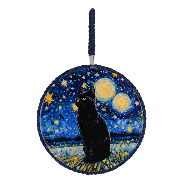 Posaolla gato negro noche estrellada van gogh colgante corcho ceramica 3965-5