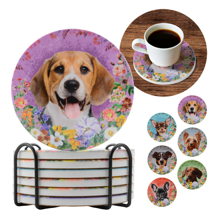 Portada Posavasos perro floral ceramica corcho beagle SS-3910