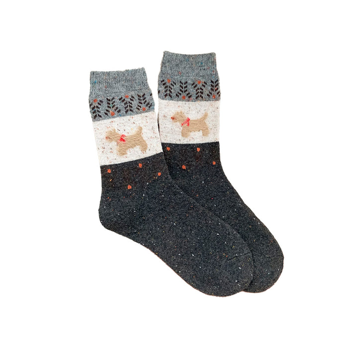 Portada calcetin algodon largo perros gruesos gris 4014-4