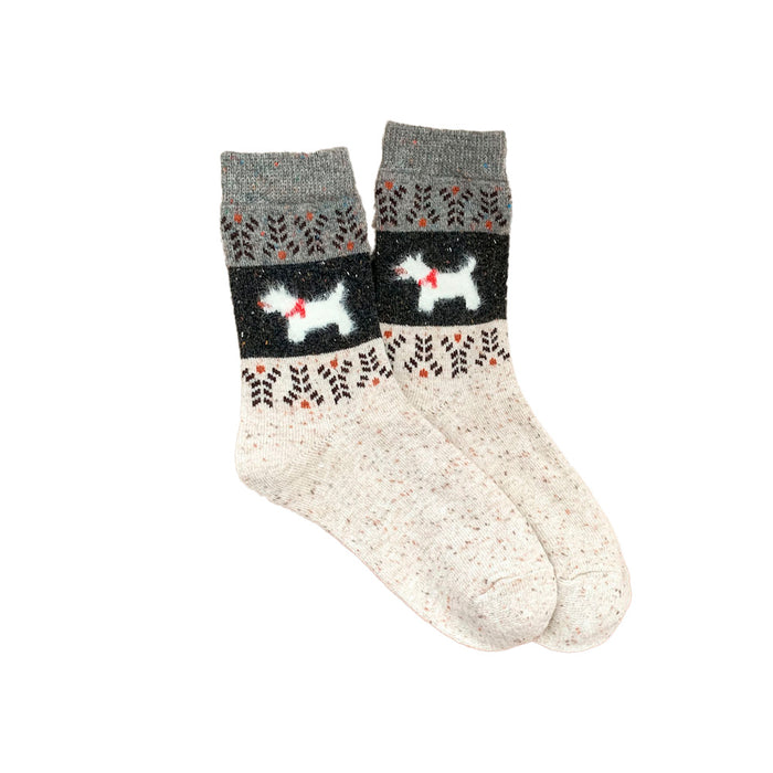 Portada calcetin algodon largo perros gruesos gris beige 4014-2