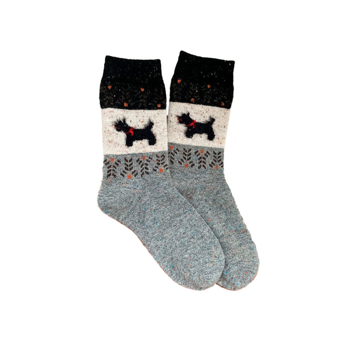 Portada calcetin algodon largo perros gruesos gris negro 4014-1