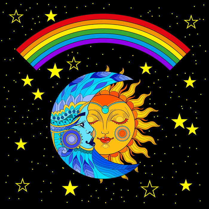 Portada calcetin largo algodon Arcoiris sol luna mujer 206