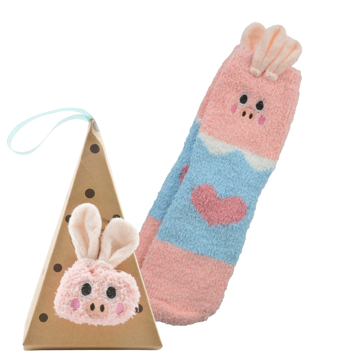 Portada calcetin largo toalla chancho rosado 4018-7