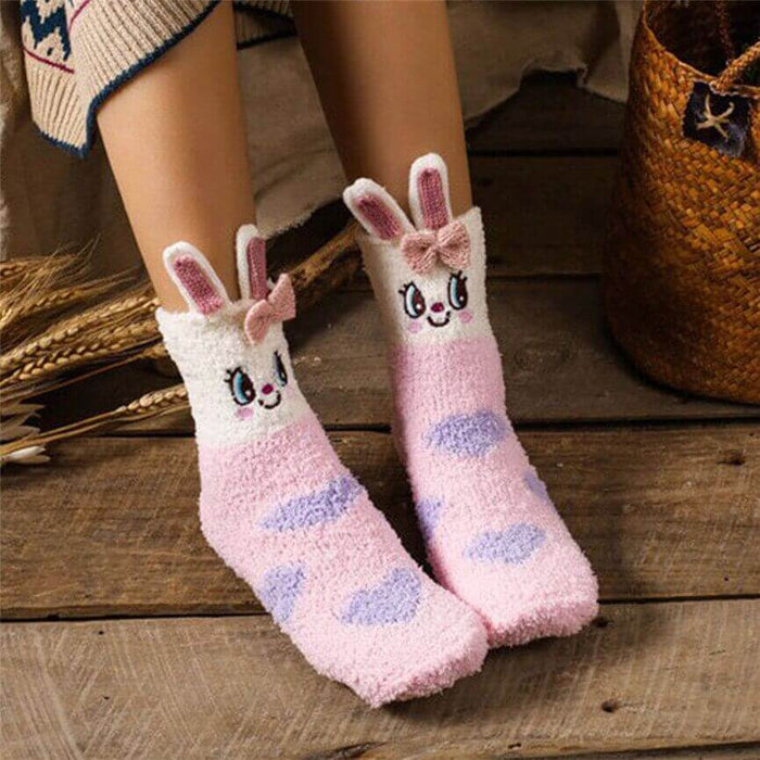 Portada calcetin largo toalla coneja rosada 4018-11