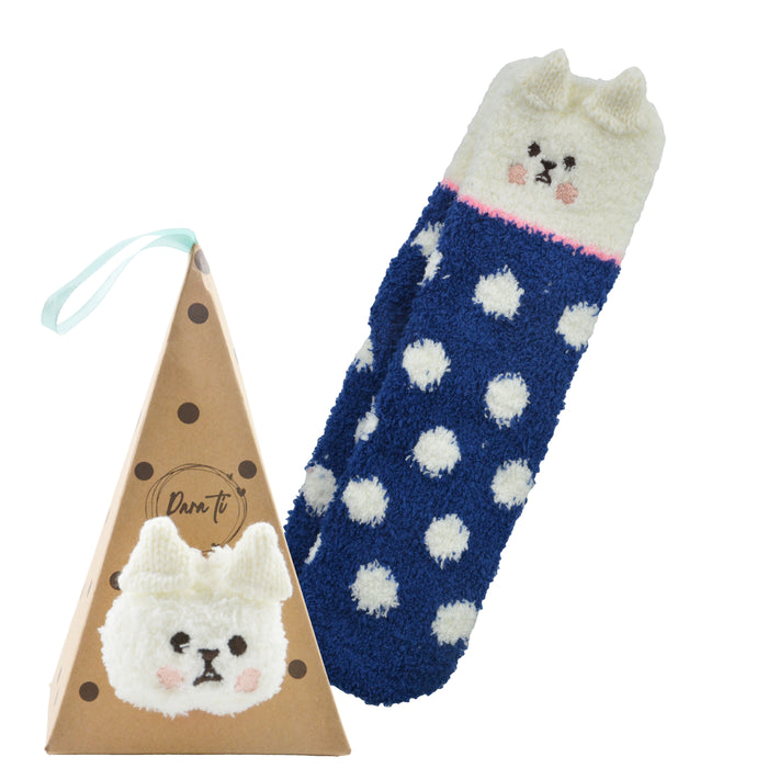 Portada calcetin largo toalla conejo azul 4018-3