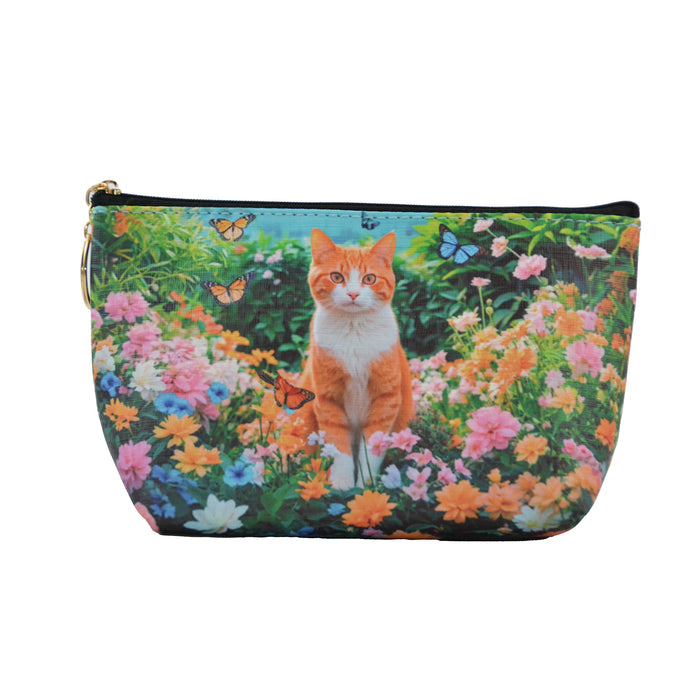 Portada cosmetiquero gato jardin blanco amarillo 3896-6