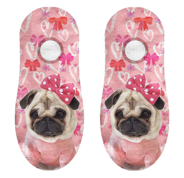 Calcetín Sublimado Invisible Poliester Pug Rosa