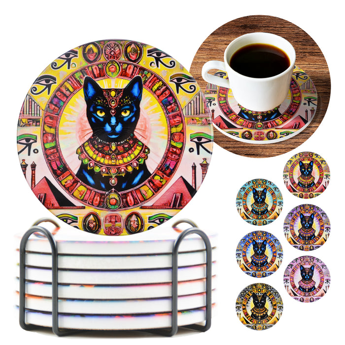 Set de 6 Posavasos Caras de Gatitos Egipcios